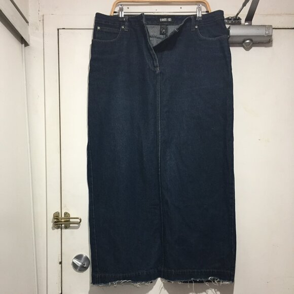 VINTAGE CONTRAST JEANS MAXI SKIRTS SIZE 15 - Picture 5 of 7